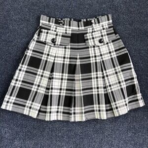 Y2K MGR It's Our Universe Skirt Womens 3 Black Plaid Pleated Mini Skater Punk